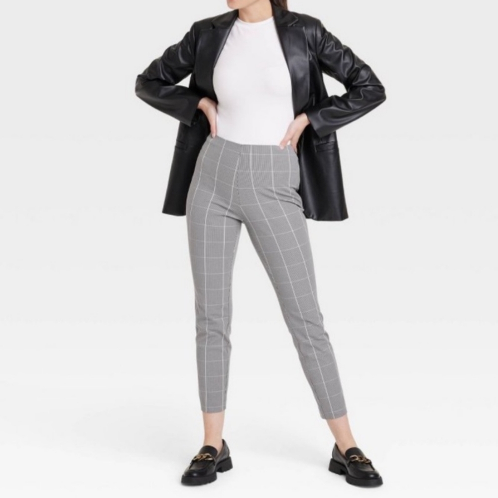 NWT A New Day Plaid Skinny Ankle Pants Women's 6 Gray Office Career Retro Y2K - Picture 1 of 12